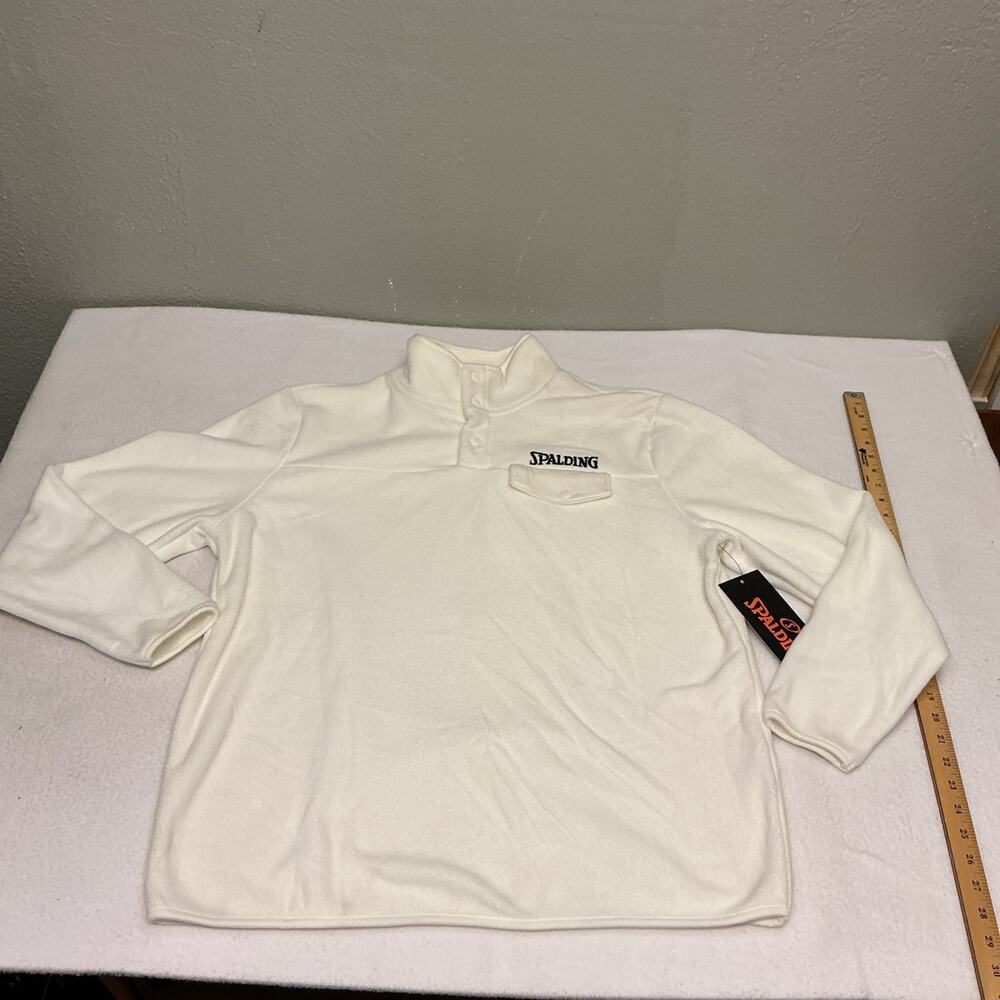 Spalding White 3 Button Pull Over Men's Size Medium Long Sleeve Shirt NWT 3096